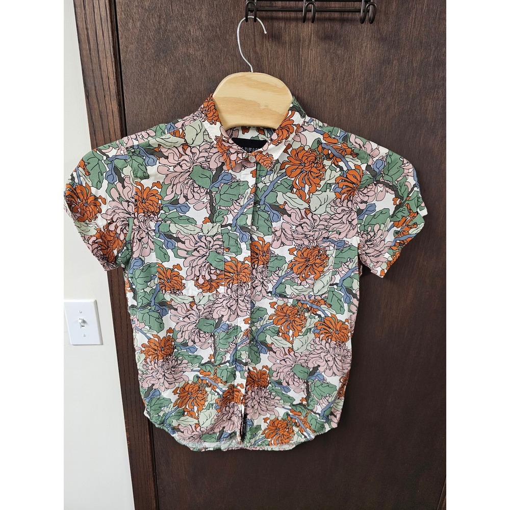 Wildfang The Empower SS Button Up Floral Chrysanthemum Rayon Shirt WN8600 Small
